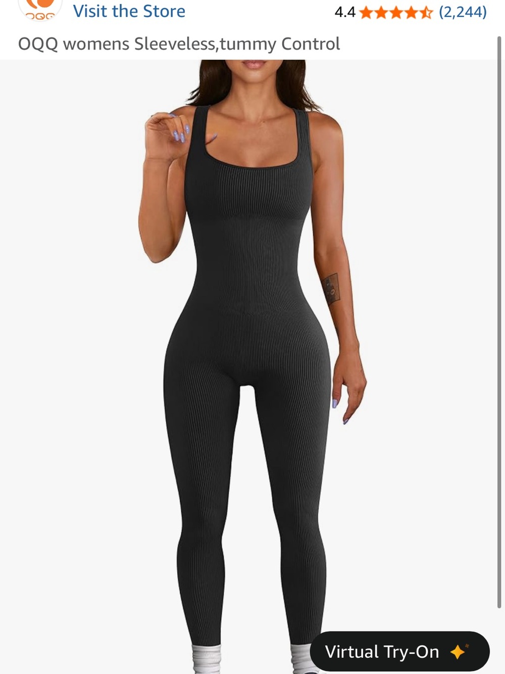 QQQ Ribbed Sleeveless Black Jumpsuit